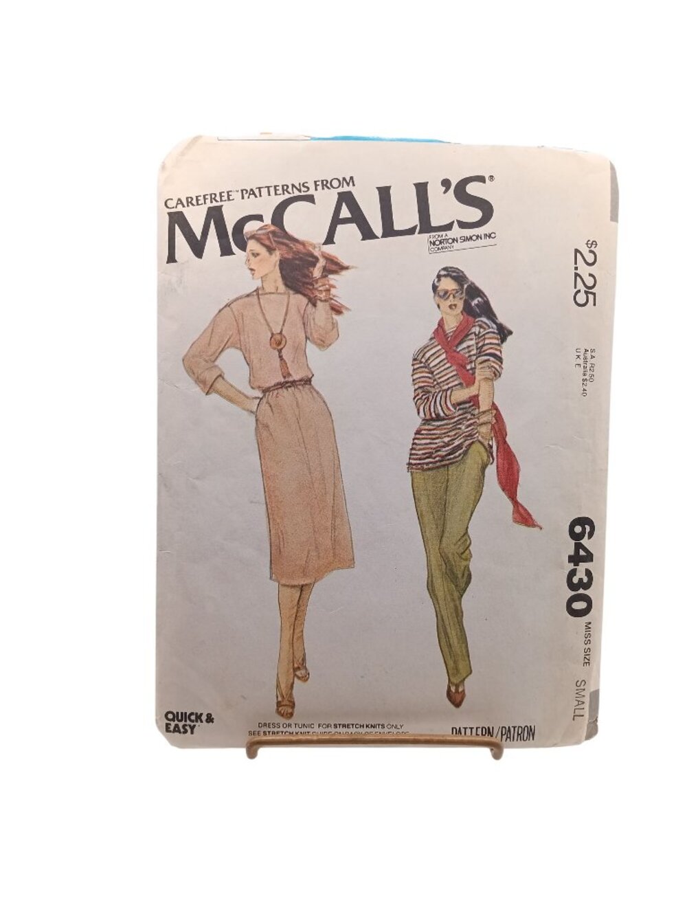 McCalls 6430 Misses Dress Tunic & Pants Sewing Pattern Size Small 1970s Vintage